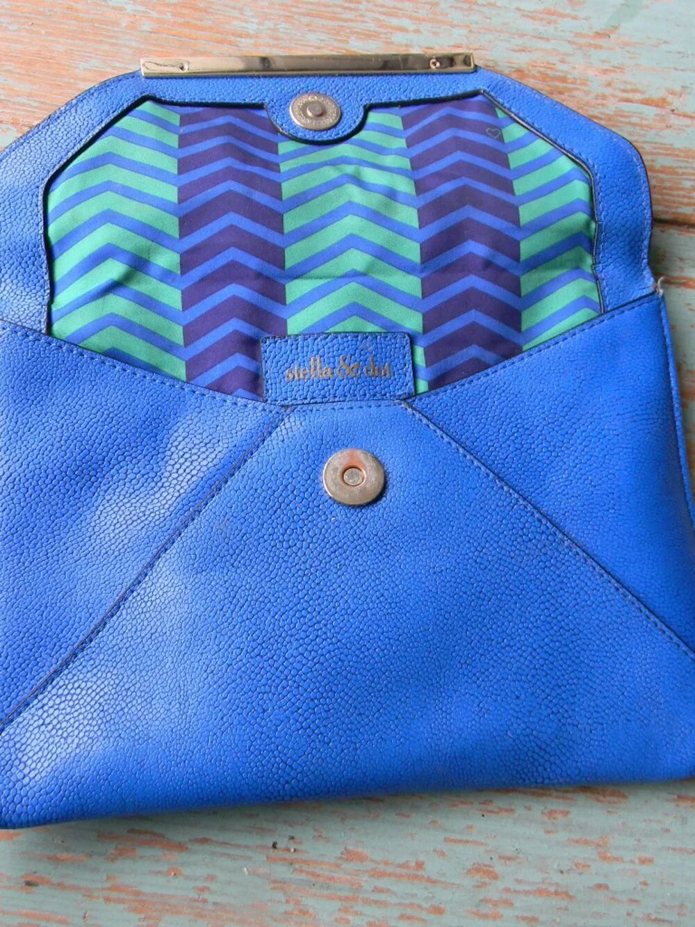 STELLA & DOT BLUE AVALON LARGE WRISTLET/WALLET/CLUTCH
